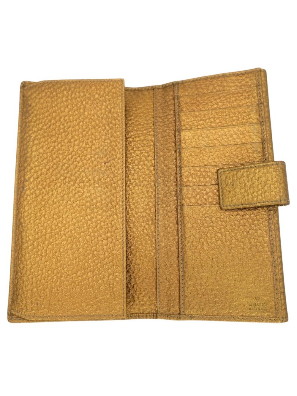 GUCCI Hasler Horsebit Metallic Leather Wallet Gold Bronze - Picture 2 of 8